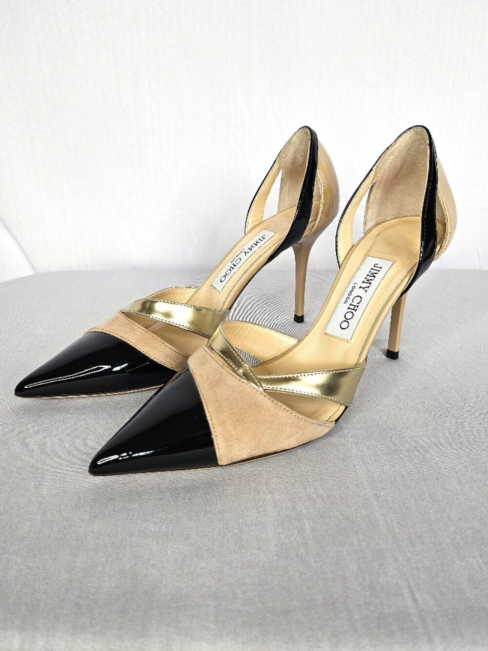 Jimmy Choo Marcine 85 Pumps | Black Nude Gold | Size EU 36, US 6